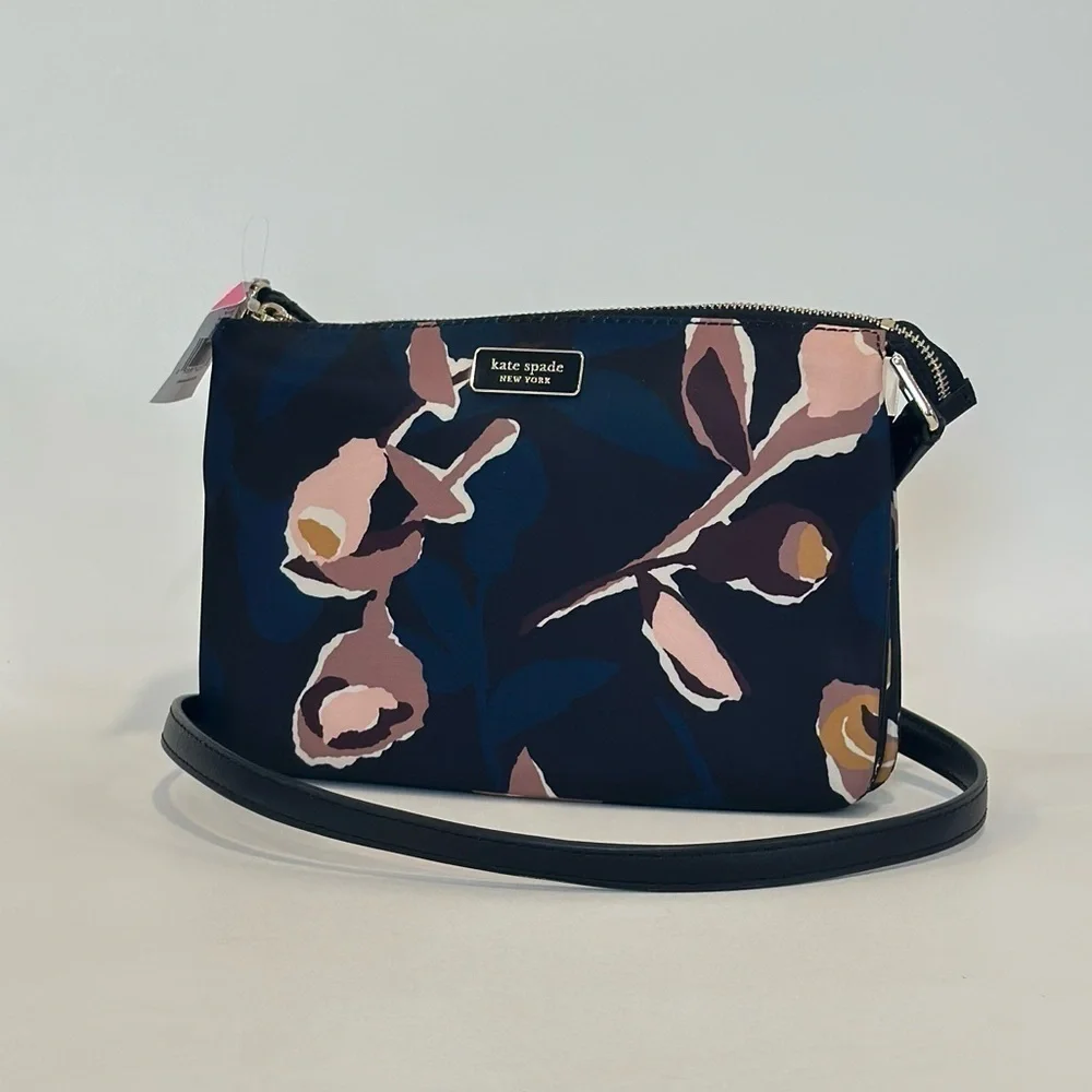 Kate Spade New York Triple Gusset Crossbody Bag with Dawn Paper Rose Print